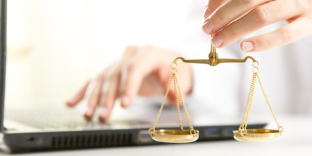 Lawyer working with contract papers and wooden gavel on tabel in courtroom. justice and law, attorney, court judge conceptの写真素材