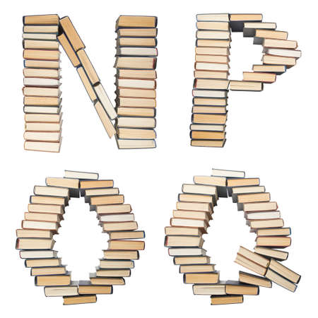 ABC from books. Alphabet isolated on white background. Font composed of spines of books.の写真素材