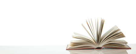 Open book on white backgroundの写真素材
