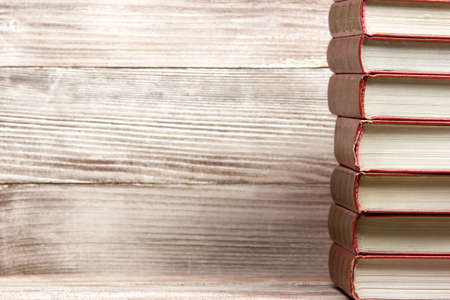 Old books on a wooden shelf. Back to schoolの写真素材