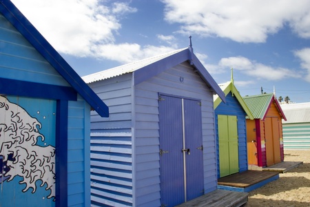 Bathing boxes on brighton beach - Melbourneの写真素材