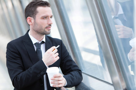 View of an attractive businessman having a breakの写真素材