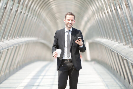 View of a Businessman having a call during a breakの写真素材