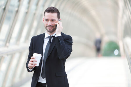 View of a Businessman having a call during a breakの写真素材