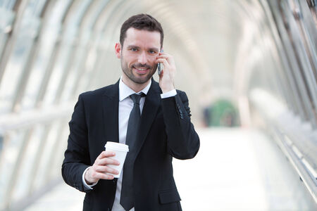 View of a Businessman having a call during a breakの写真素材