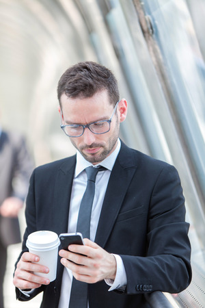 View of a Businessman having a call during a breakの写真素材