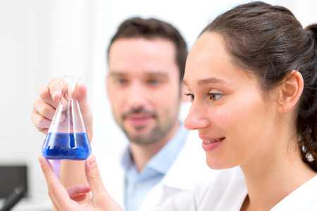 View of Scientists working together in a laboratoryの写真素材