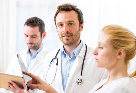 View of a portrait of a young attractive doctorの写真素材