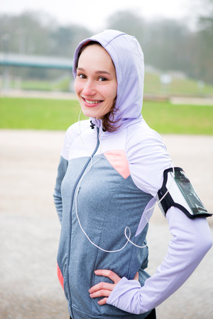 View of a young attractive woman after a running sessionの写真素材
