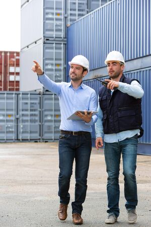 View of a Worker shows to supervisor security system setting up