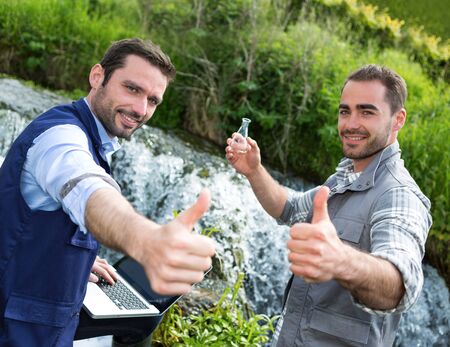 View of a Scientist and biologist working together on water analysisの写真素材