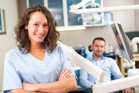 View of a young attractive dentist in his officeの写真素材