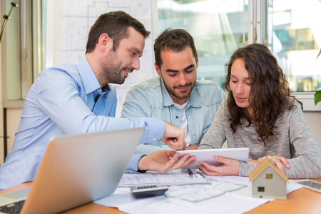 View of a Young attractive people meeting real estate agent at the officeの写真素材
