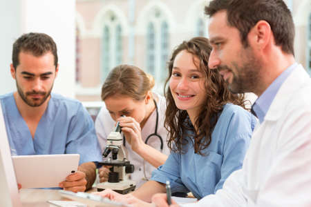 View of a Medical team working at the hospital all togetherの写真素材