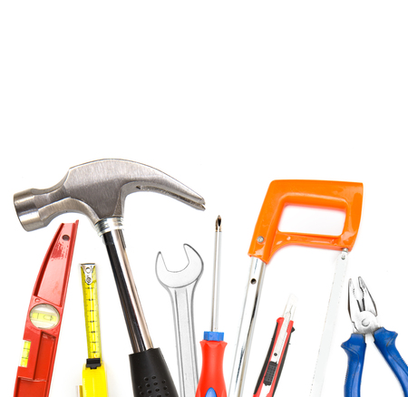 View of collection of tools on high definitionの写真素材