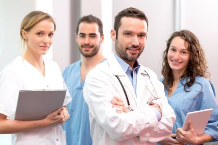 View of a Medical team working at the hospital all togetherの写真素材