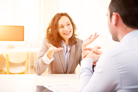Young attractive woman During job interviewの写真素材