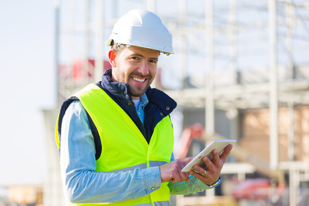 View of an attractive worker on a construction siteの写真素材