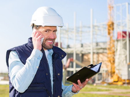 View of an attractive worker on a construction siteの写真素材