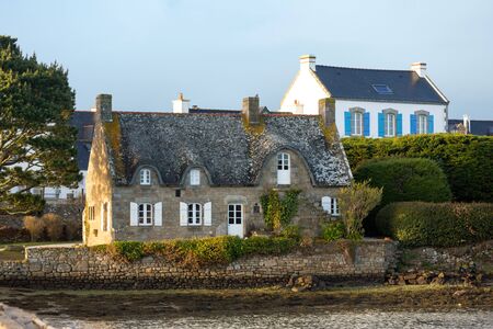 View of the famous House on the water in Saint Cado, Brittany, France