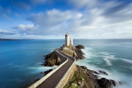 View of the Phare du petit minou in Plouzane, Brittany, Franceのeditorial素材