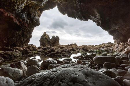 View of the Cave of Morgat, Brittany, Franceの写真素材