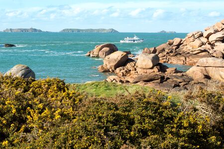 View on the Cote de Granit Rose in Brittany, Franceの写真素材