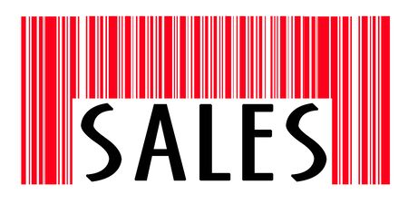 Concept view of barcode with sales text printed on it
