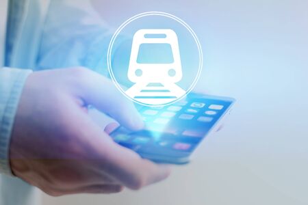 Concept view of booking online train ticket - Travel conceptの写真素材