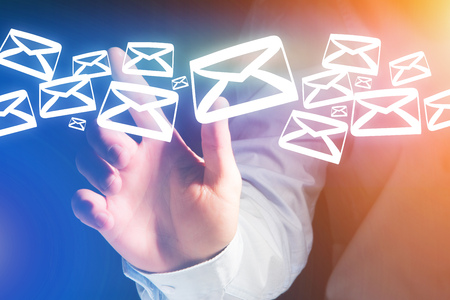 View of a Group of email icon displayed on a futuristic interface - Communication conceptの写真素材