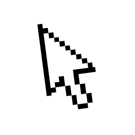 View of a Pixeled black and white mouse pointer displayed on a futuristic interface - Connection...