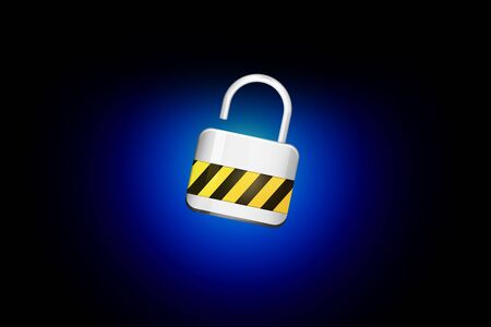 View of a Padlock security connection displayed on a futuristic interface - Connection conceptの写真素材