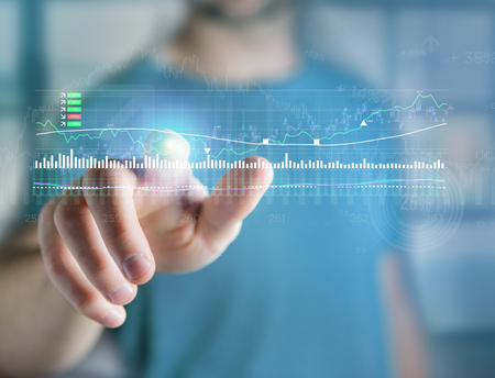 View of a Trading forex data information displayed on a stock exchange interface - Finance concept