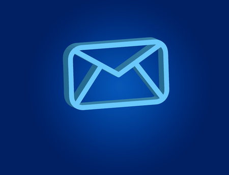View of a Blue Email symbol displayed on a futuristic interface - Message and internet concept