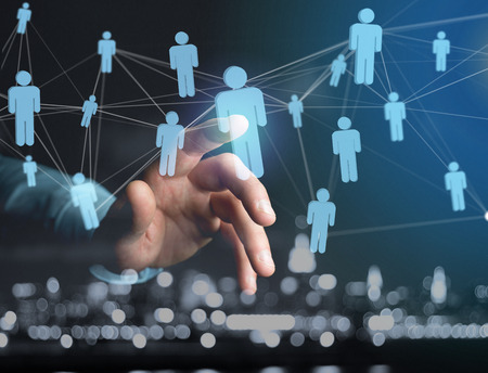 View of a Network connection with people linked each other - Business and communication conceptの写真素材