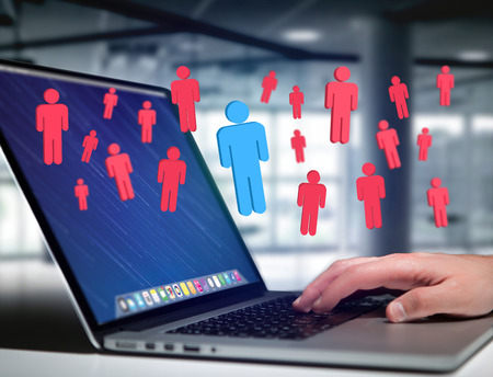View of a Intruder in a group of network people - Business and contact concept