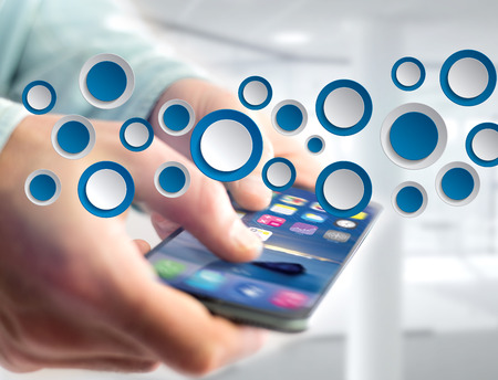 View of a Empty app interface made of blue button displayed on a interface