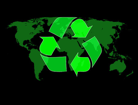 View of a Technology ecologic interface with world map on the background - Ecology conceptの写真素材