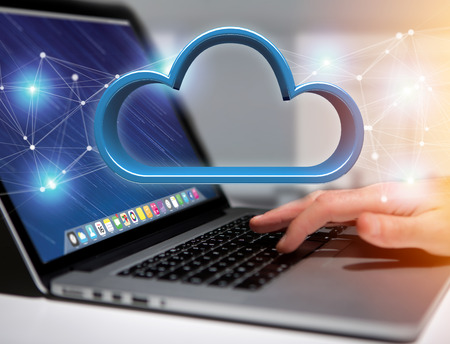 View of a Blue cloud displayed on a futuristic interface - 3d rendering