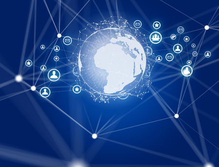 View of a Technology title surounded by device like smartphone, tablet or laptop - Internet and...