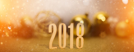 View of a Happy new year 2018 background with christmas decoration