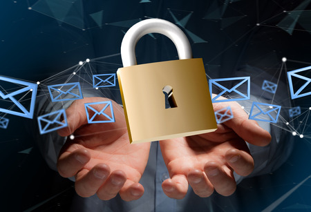 View of a Padlock security connection isolated on a color background - 3d renderingの写真素材