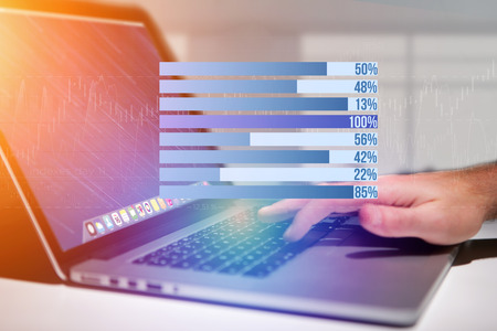 View of a Business stats displayed as graph on a futuristic interface - Business concept