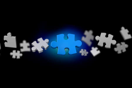View of Puzzle pieces on a color background