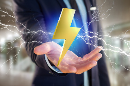 View of a Thunder lighting bolt symbol displayed on a futuristic interface - 3d rendering