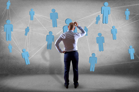View of a Network connection with people linked each other - Business and communication conceptの写真素材