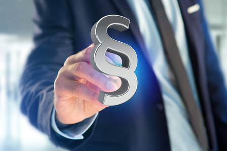 View of the Justice and law symbol displayed on a futuristic interface - 3d renderingの写真素材