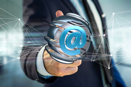 View of a Arobase symbol displayed in a sliced sphere - 3D renderingの写真素材