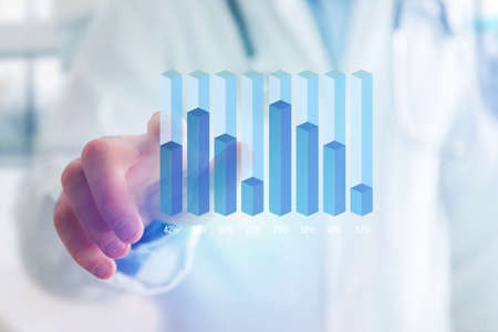 View of a Business stats displayed as graph on a futuristic interface - Business conceptの写真素材