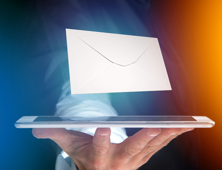 View of Envelope message displayed on a futuristic email interface - 3d rendering